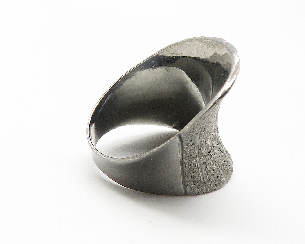 JACMEL 925 Sterling Silver  Vintage Dark Tone Textured Band Ring Sz 8  RG11609