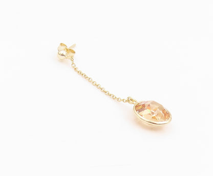 925 Sterling Silver Vintage Earrings Gold Plated Faceted Citrine Drop  EG14241
