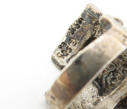 925 Sterling Silver  Vintage Dark Tone Eagle's Head USA Band Ring Sz 11 RG7319