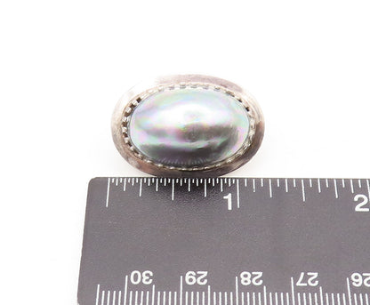 POLAND 925 Sterling Silver  Vintage Solid Large Oval Pearl Earrings  EG12778