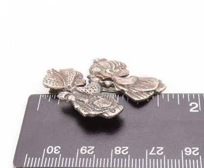 925 Sterling Silver Vintage Brooch Pin PMI Girls Playing With Hairs  BP11354
