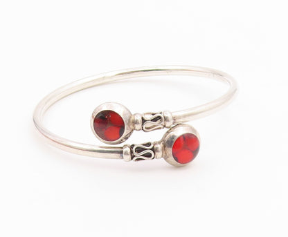 925 Sterling Silver  Vintage Smooth Swirl Detail Bypass Bangle Bracelet BT9280