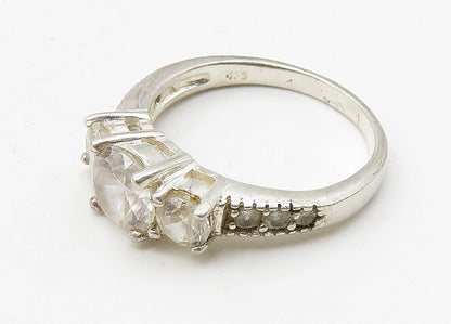 925 Sterling Silver  Vintage Cubic Zirconia Graduated Band Ring Sz 9  RG10432