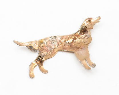 925 Sterling Silver  Vintage Shiny Copper Tone Spotted Dog Brooch Pin  BP5186