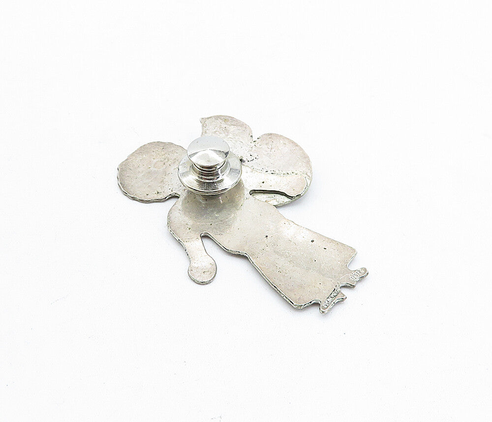 JOR 925 Sterling Silver  Vintage Etched Happy Mother & Baby Sweater Pin TR1074