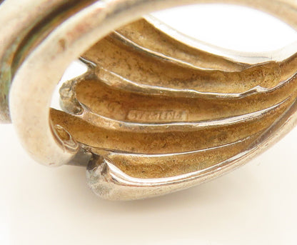 DESIGNER 925 Silver  Vintage Scalloped Open Dome Fashion Ring Sz 5  RG26452