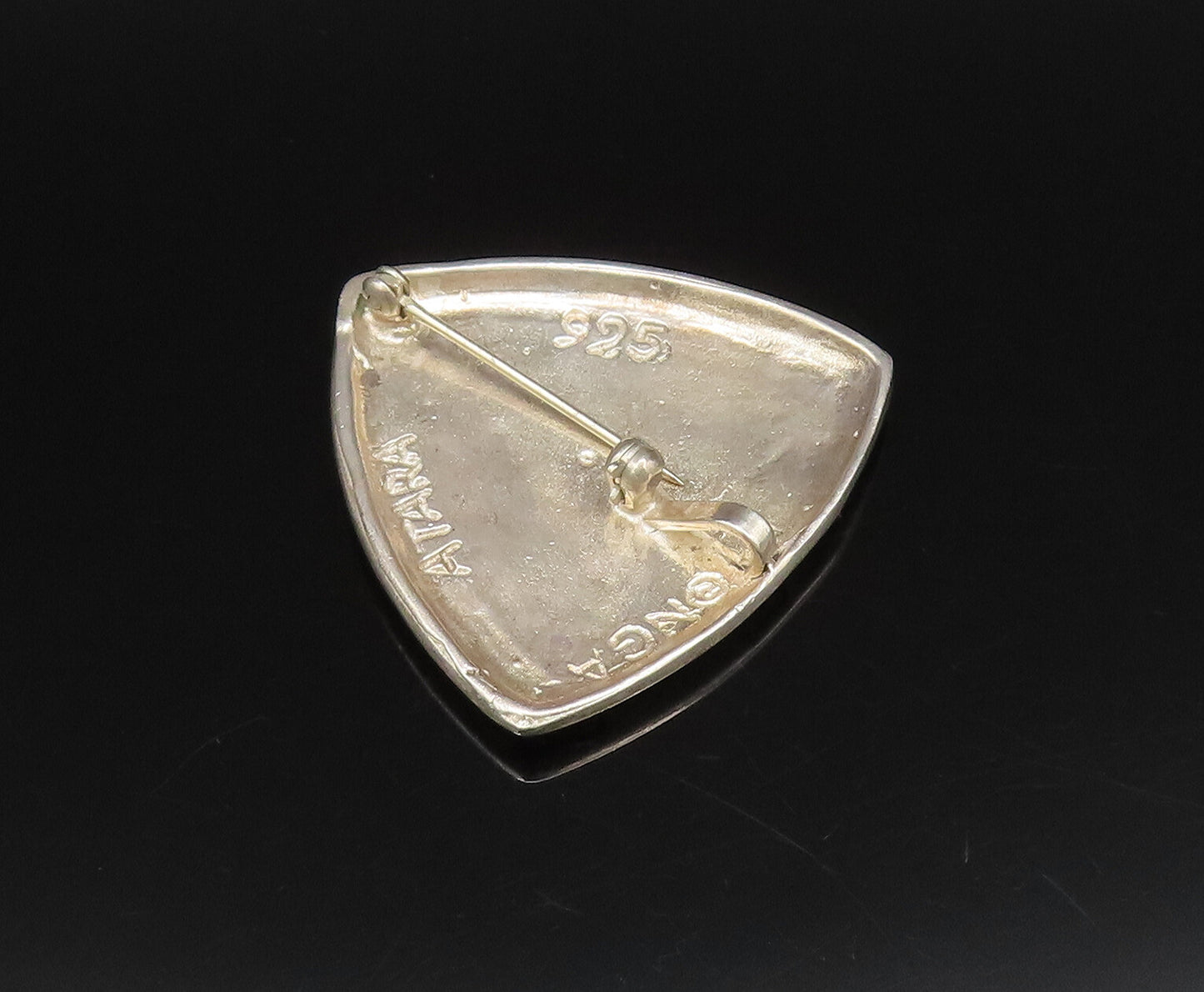 ATARA 925 Silver  Vintage Engraved Swirls Triangular Brooch Pin  BP10018