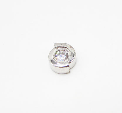 925 Sterling Silver  White Cubic Zirconia Round Slider Pendant  PT2032