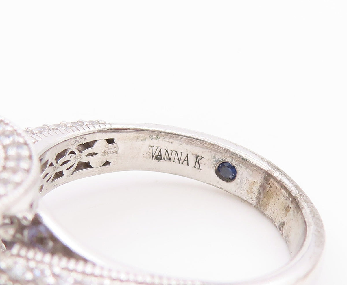 925 Sterling Silver Vintage Ring VANNA K Tanzanite & CZ Band  Sz 6  RG35531
