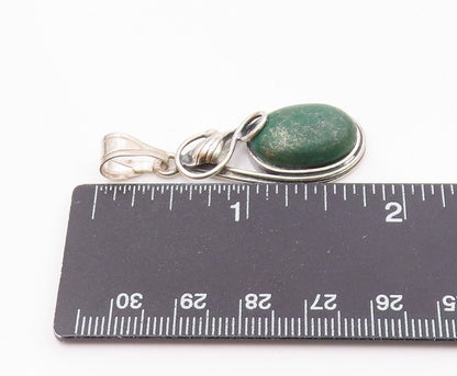 925 Sterling Silver Vintage Cabochon Cut Chrysocolla Swirl Pendant PT20105
