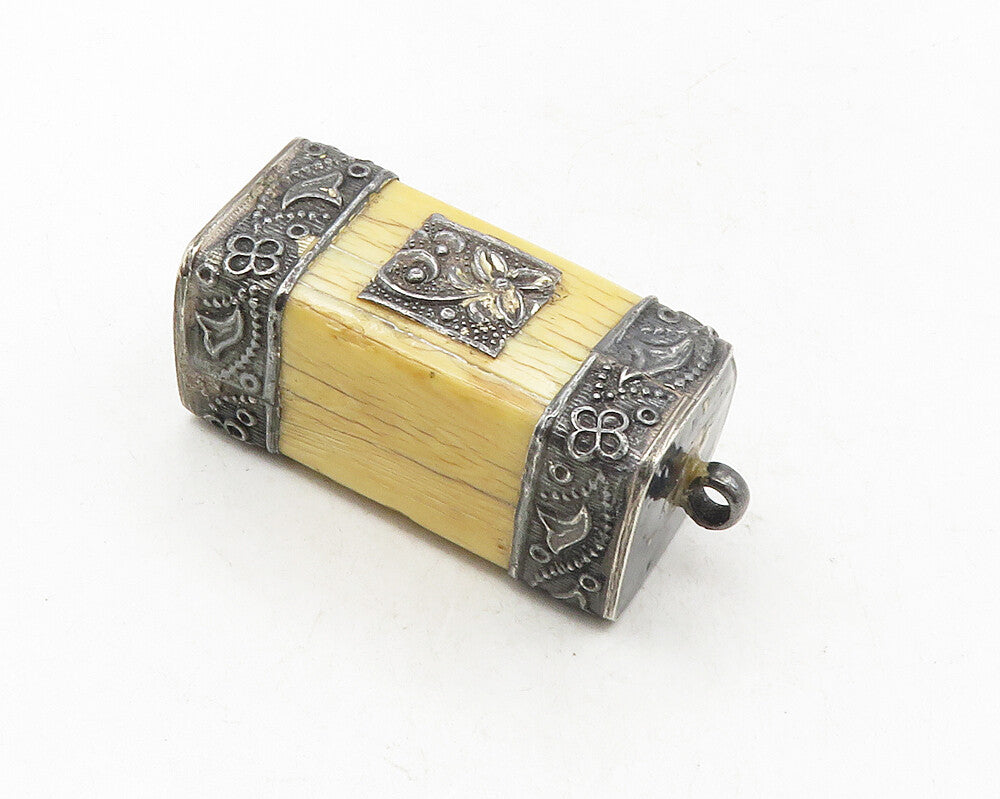 925 Sterling Silver  Vintage Dark Tone Floral Vine Wooden Pendant  PT7797