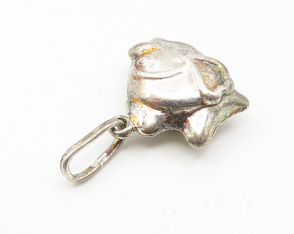 925 Sterling Silver  Vintage Dark Tone Puffy Fish Motif Drop Pendant  PT8966