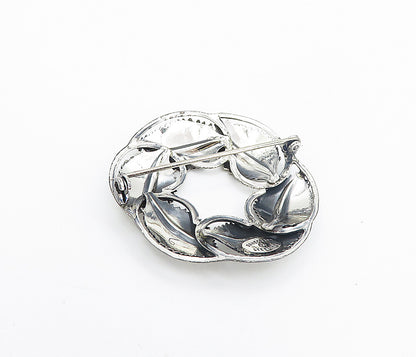 DANECRAFT 925 Sterling Silver  Vintage Shiny Floral Wreath Brooch Pin  BP2974