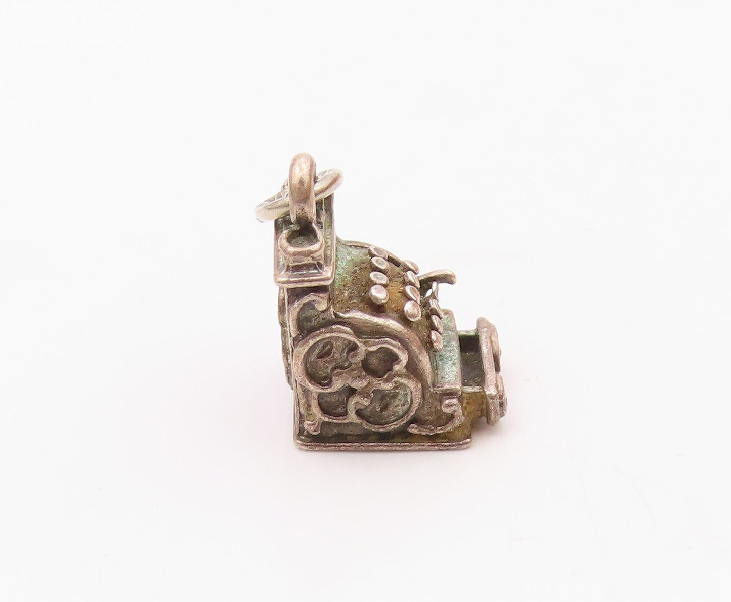 BEAU 925 Silver  Vintage Detailed Antique Cash Register Charm Pendant  PT21719