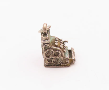 BEAU 925 Silver  Vintage Detailed Antique Cash Register Charm Pendant  PT21719