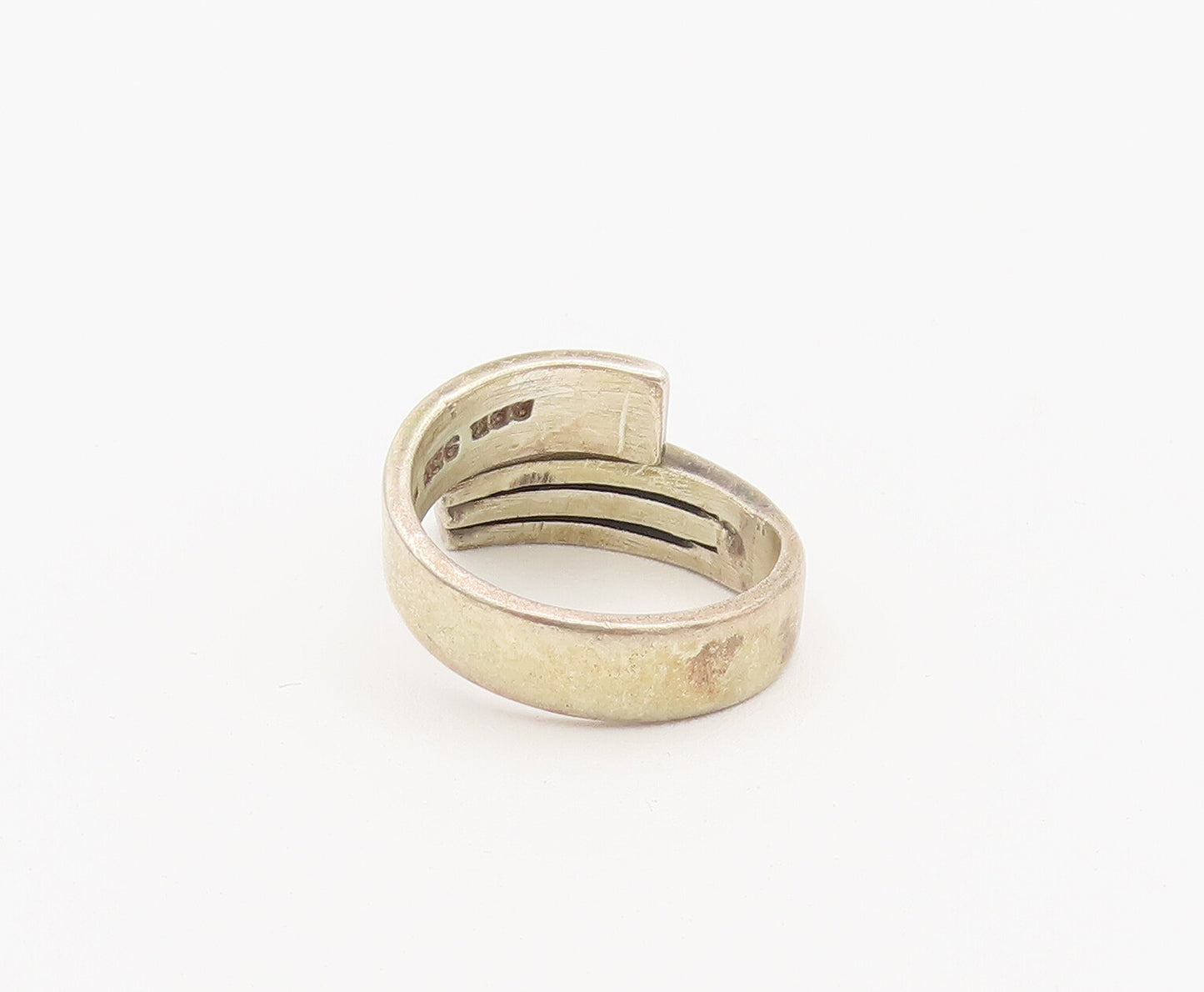 925 Sterling Silver Vintage Ring MEXICO Solid Cutout End Bypass  Sz 6.5 RG27927