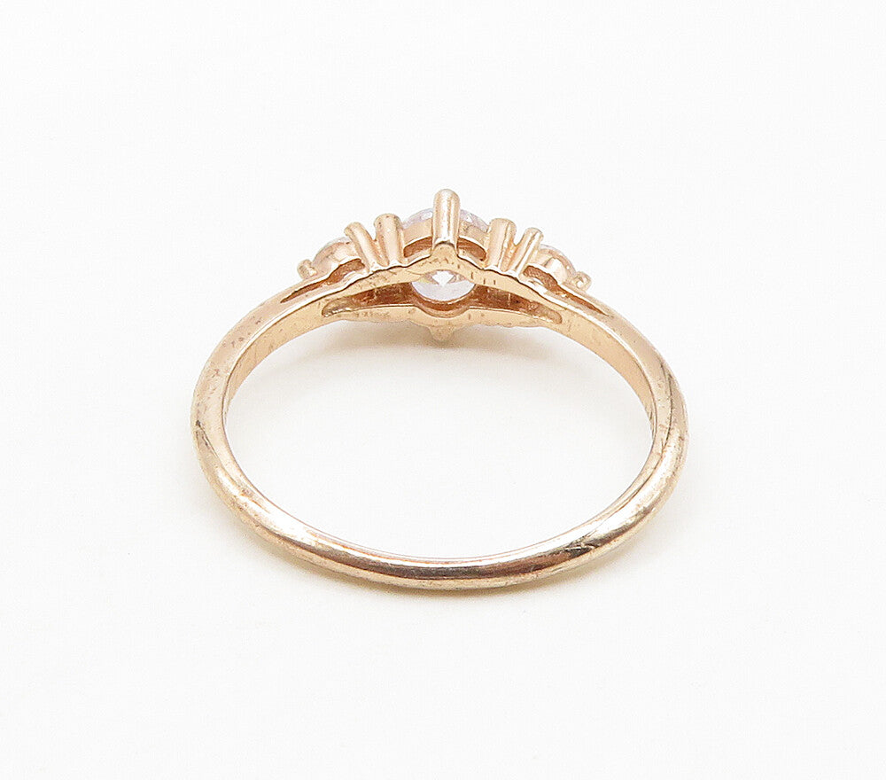 925 Sterling Silver  Cubic Zirconia Rose Gold Plated Band Ring Sz 7  RG15601
