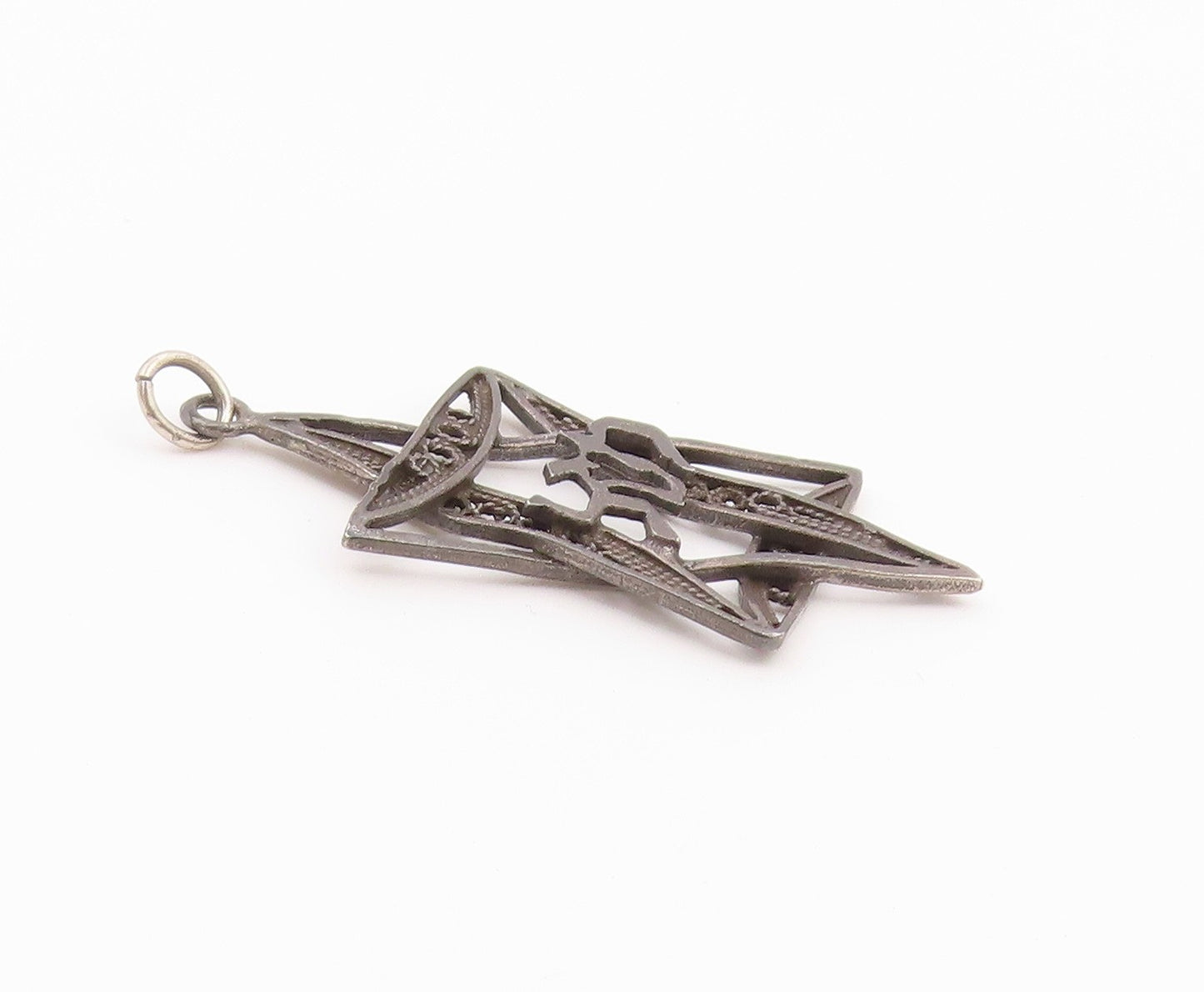 925 Sterling Silver Vintage Pendant Star Of David With Chai Symbol  PT26461