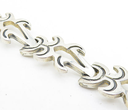 MEXICO 925 Sterling Silver  Vintage Oxidized Detail Chain Bracelet  BT1896