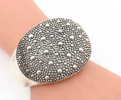 MICHAEL DAWKINS 925 Silver  Circle Patterned Large Hinge Cuff Bracelet  BT2702