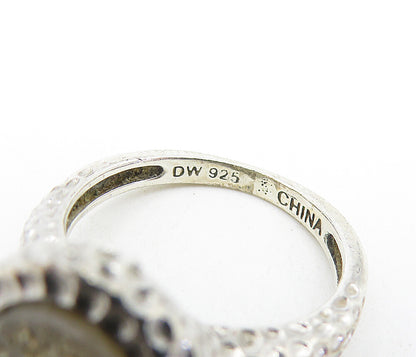 925 Sterling Silver  Vintage Druzy Stone Hammered Cocktail Ring Sz 6  RG7638