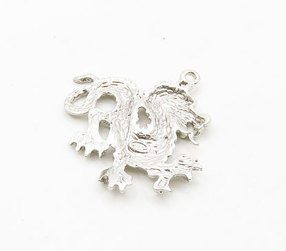 925 Sterling Silver  Vintage Shiny Diamond Cut Dragon Motif Pendant  PT12533