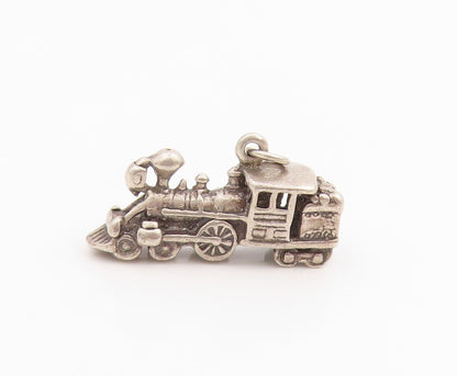 925 Sterling Silver Vintage Pendant 3D Locomotive Steam Engine Charm  PT25176