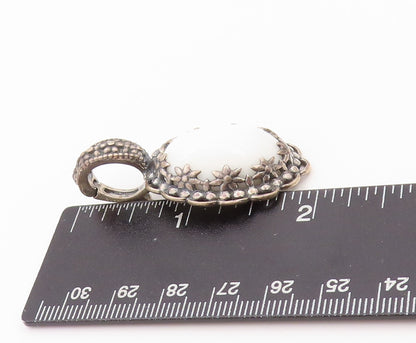 925 Sterling Silver Vintage Pendant CAROLYN POLLACK Floral Gemstone  PT23998