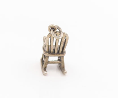 925 Sterling Silver Vintage Pendant 3D Miniature Rocking Chair Charm  PT25752