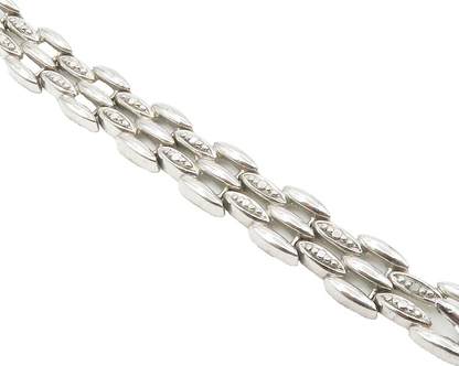 925 Sterling Silver  Genuine Diamond Brick Layer Link Chain Bracelet  BT5314