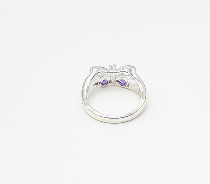 925 Sterling Silver Multi Colored Gemstones Butterfly Band Ring Sz 7 RG3513