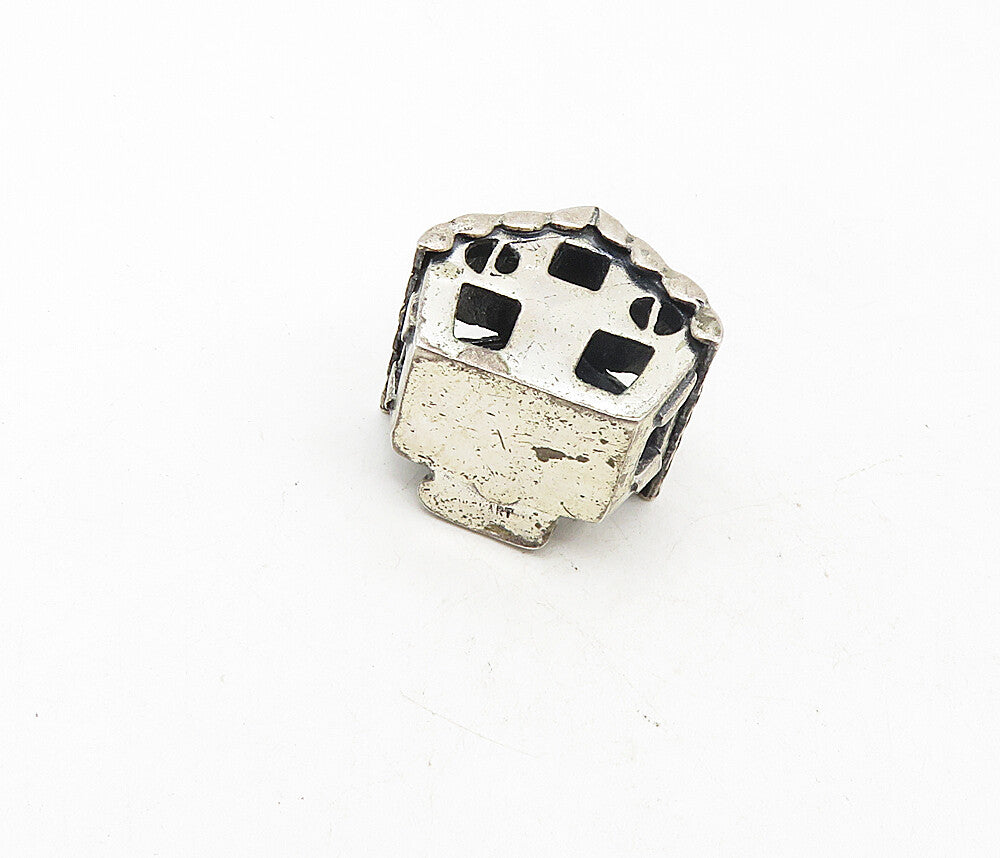 925 Sterling Silver  Vintage Cutout Detail Bird's House Motif Pendant  PT6702