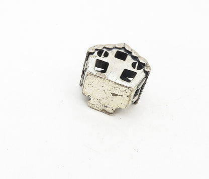 925 Sterling Silver  Vintage Cutout Detail Bird's House Motif Pendant  PT6702