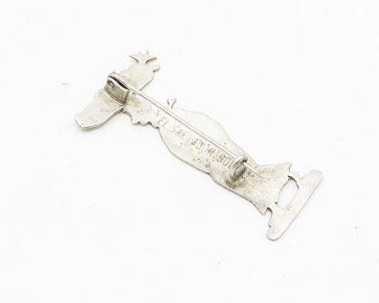 925 Sterling Silver Vintage Etched Person Carrying Basket Brooch Pin BP4240