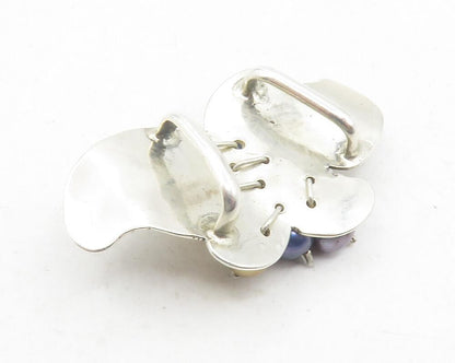 925 Sterling Silver Multi Color Pearl Beads Floral Leaf Slide Pendant PT9682