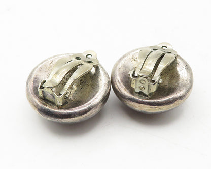 MEXICO 925 Sterling Silver  Vintage Hollow Dome Non Pierce Earrings  EG5893