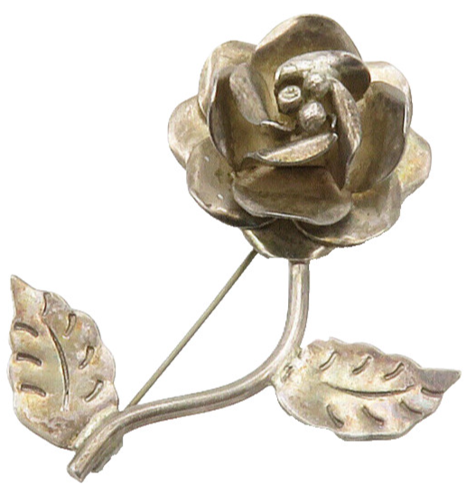 MEXICO 925 Sterling Silver  Vintage Sculpted Single Flower Brooch Pin  BP5043