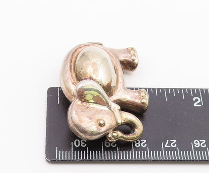ISRAEL 925 Sterling Silver  Vintage Shiny Elephant Motif Brooch Pin  BP3608