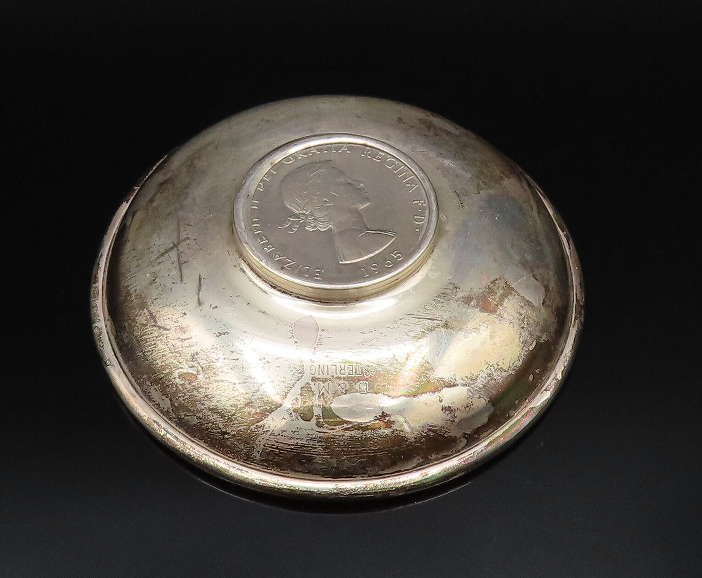 BALDWIN & MILLER 925 Sterling Silver Vintage Churchill Coin Dish Bowl TR3457