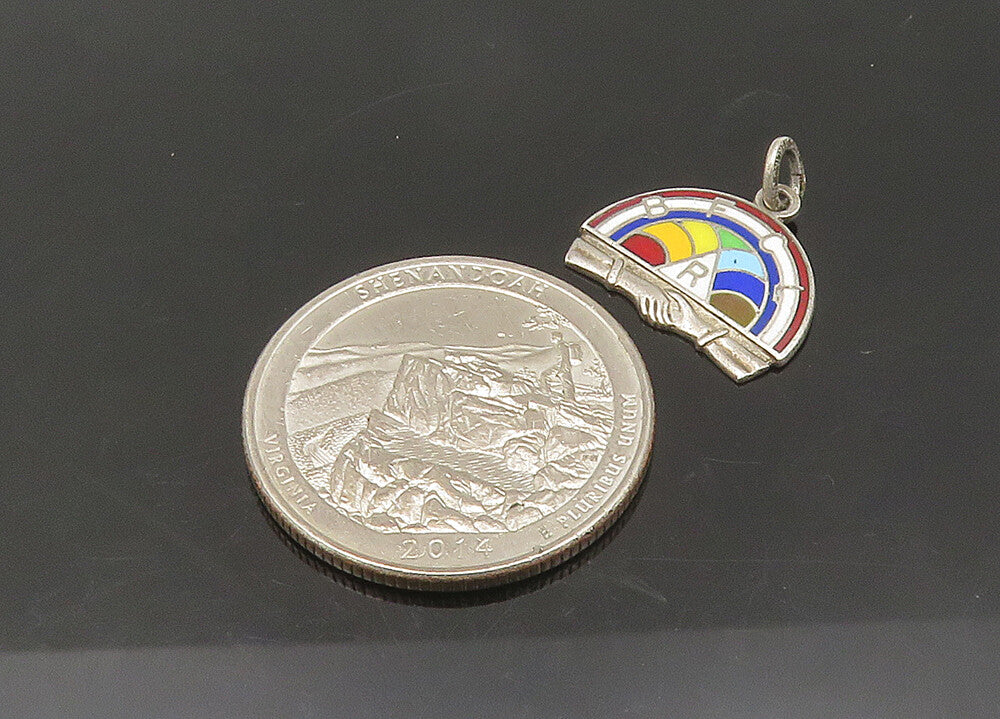 925 Sterling Silver  Vintage Enamel BFCL Masonic Youth Group Pendant  PT17528