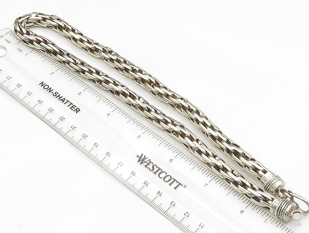 925 Sterling Silver Vintage Bold Rope Solid Weave Chain Necklace  NE3819
