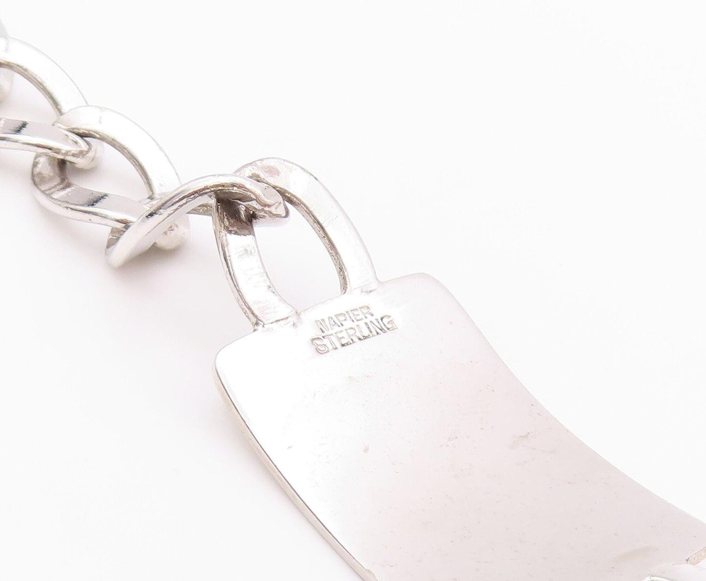 925 Sterling Silver Vintage Bracelet NAPIER Rectangle Plate Curb Links  BT11097