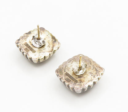 BAYANIHAN 925 Silver & 14K GOLD  Vintage Hollow Fluted Stud Earrings  EG7584