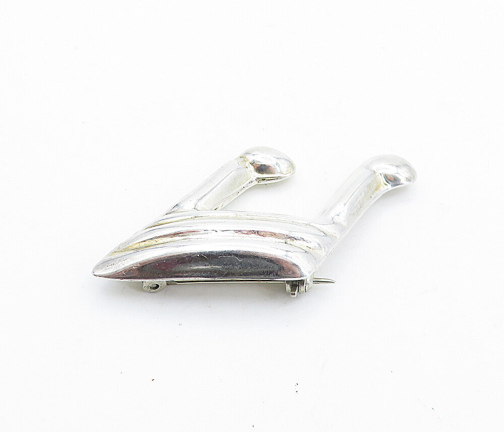 MEXICO 925 Sterling Silver  Vintage Shiny Hollow Music Note Brooch Pin  BP2640
