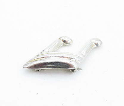 MEXICO 925 Sterling Silver  Vintage Shiny Hollow Music Note Brooch Pin  BP2640