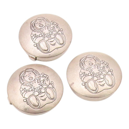 925 Sterling Silver  Vintage Girl With Dolls 3 Pcs Button Covers  TR2900