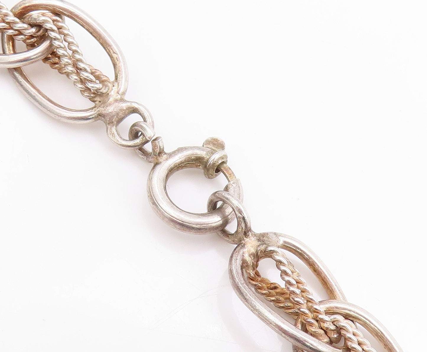 925 Sterling Silver Vintage Necklace EUROPE Interlocking Braided Chain NE4642