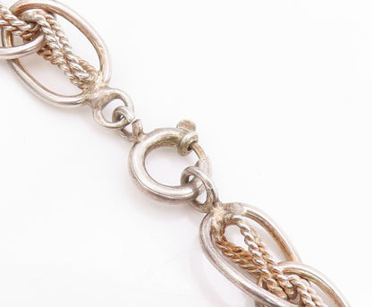 925 Sterling Silver Vintage Necklace EUROPE Interlocking Braided Chain NE4642