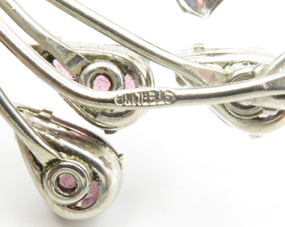 925 Sterling Silver  Vintage Modernist Amethyst Floral Brooch Pin  BP5735