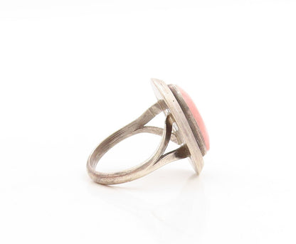 925 Sterling Silver Vintage Ring NAVAJO ZUNI Oval Pink Gemstone  Sz 6  RG31262